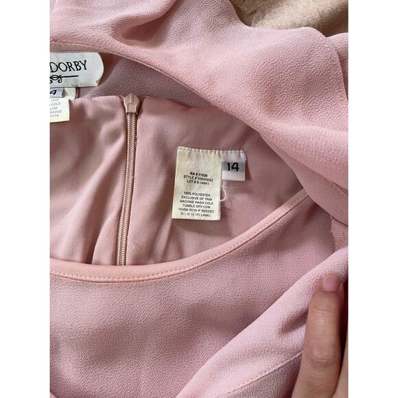 Vintage 90s miss dorby pink matching dress and jacket set size 14 - Picture 8 of 9